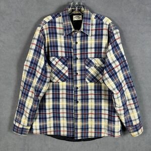 Vintage Fieldmaster Flannel Shacket Mens L Blue Plaid‎ Lined Hunting Outdoor